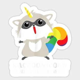 Racoonicorn Funny Trash Panda Raccoon With Unicorn Horn Sticker